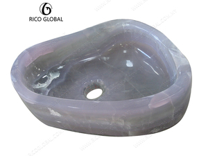 Lavabo Irregular RICO GLOBAL de Mármol Pulido, Lavabo Contemporáneo para Baño con Acabado Liso y Forma Orgánica - Product Image 2