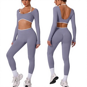 Women Modern <b>Seamless</b> <b>Leggings</b> Padded Sports Bra Fitness Training Activewear Set - Product Image 1