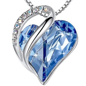 Collana Romantica a Cuore con Zirconi, Placcata Argento, in Rame, con Pietra Portafortuna, Regalo di San Valentino e Anniversario per Donna, Gioiello alla Moda - Product Image 4