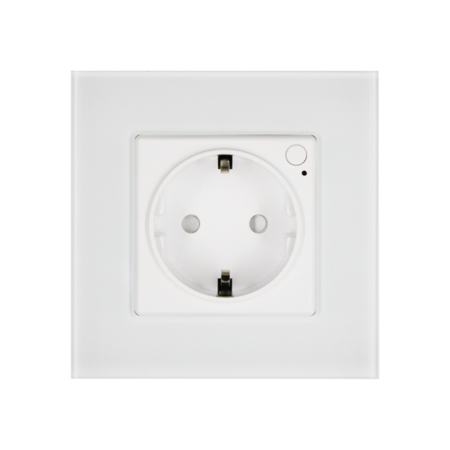 European Standard Tuya WiFi Smart Wall Socket Power Monitoring Function Remote Control Plug Outlet with Voice Control
