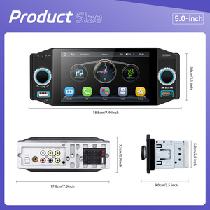 Radio para Auto Podofo 1 Din, Reproductor MP5 de 5 Pulgadas con Carplay Inalámbrico y Android Auto, Pantalla IPS MP5, BT/USB/Tipo-C, Garantía - Product Image 5