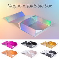 Boîte cadeau pliante de cils noirs personnalisés Costume holographique argenté pour bonbons chocolat pour sous-vêtements chaussettes vêtements emballage en fourrure