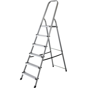 Échelle pliante <span class=keywords><strong>en</strong></span> <span class=keywords><strong>aluminium</strong></span> robuste à <span class=keywords><strong>6</strong></span> marches, marchepied portable avec main courante de sécurité élevée - Product Image 1