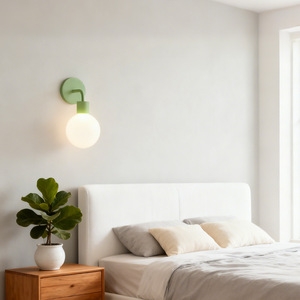 Lampe murale industrielle E27 Led, abat-jour blanc, corps en plastique, commande par interrupteur, pour la décoration de la chambre à coucher et du couloir - Product Image 1