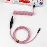 Câble USB-C enroulé personnalisé avec connecteur détachable Aviator pour clavier mécanique de jeu rétroéclairé RGB, Plug & Play, programmable