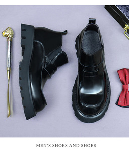 Grande promotion sur les bottes <span class=keywords><strong>Chelsea</strong></span> en cuir véritable pour hommes Bottes britanniques hautes d'affaires courtes en cuir de vachette Chaussures en cuir brillant - Product Image 5