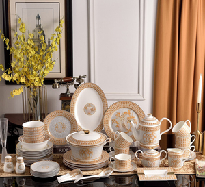 58pcs Minimalist Porcelain <b>Dinnerware</b> Set Western Ceramic Coffee Restaurant Dishes Cups PC Material for Home Use Wholesale - Product Image 2