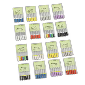 Professionele Tandheelkundige <span class=keywords><strong>NITI</strong></span> <span class=keywords><strong>K</strong></span>-<span class=keywords><strong>Files</strong></span> 21mm 25mm 6-delige verpakking Handmatig te gebruiken Endodontische <span class=keywords><strong>Files</strong></span> Wortelkanaalinstrumenten voor tandheelkundige wortelkanaalbehandeling - Product Image 1