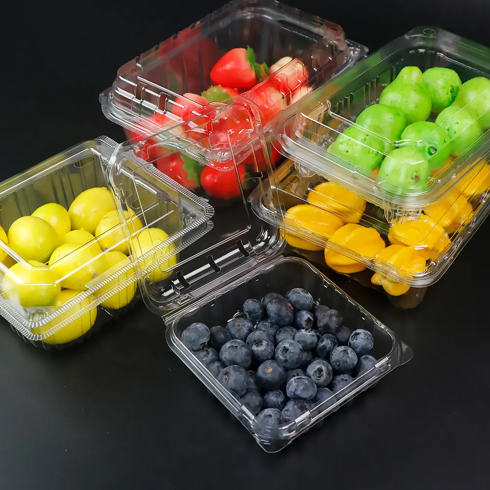 Clear Fruit Clamshell Plastic PET Fruit Box Supermarket Clear Clamshell Containers For Fresh Fruit Vegetable