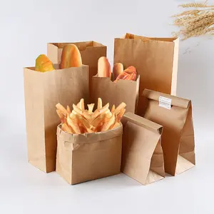 Custom Print Brown White Kraft Paper Bag Without Handle For Food