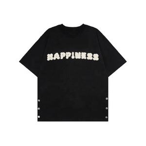 เสื้อยืดพิมพ์ลายพัฟผ้าฝ้าย GSM 300วินเทจมีกระดุมข้างสไตล์ฮิปฮอปแบบกำหนดเอง - Product Image 3