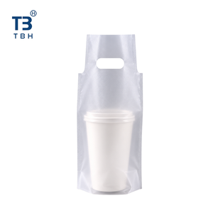 Sac de transport transparent en plastique pour 1 gobelet, sac à boisson à emporter, robuste et durable avec poignée, emballage personnalisé OEM - Product Image 1
