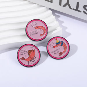 Frase di gioco di parole di gamberetti di cartone animato spille in smalto tenerlo gamberetto Clown spille in metallo sciocche per vestiti distintivo con risvolto ornamenti per gioielli - Product Image 1