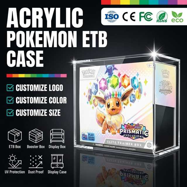 Pokemon Portable TCG Modern Eco-Friendly Acrylic Booster Bundle Display Case Magnetic Lid Customizable Size Anti-UV Protection