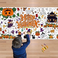 Poster de coloriage d'Halloween personnalisable (image/taille) – Rouleau de papier à dessin DIY, grande nappe, activités artistiques pour la décoration murale de la maison et de l'école