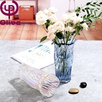 Centre de Table de Luxe Vintage Moderne Soufflé à la Main Électrolytique Ambre Clair Fumé Arc-en-Ciel Vases en Verre Coloré pour Fleurs