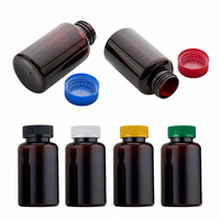 Flacon rond en PET ambré sûr, non toxique, résistant à l'humidité, conteneur pour pilules de 200 ml pour l'emballage de compléments vitaminiques