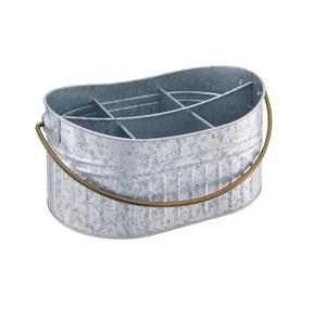 Decoración de granja Caddy de limpieza de acero galvanizado 6 rejillas Utensilio de cocina Caddy con mango - Product Image 1