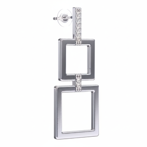Pendientes de Botón de Cristal Geométrico e Incrustaciones de Circonita, de Acero Inoxidable Hipoalergénico de 39 mm para Mujer, Marca BRENDA, para Fiestas - Product Image 2
