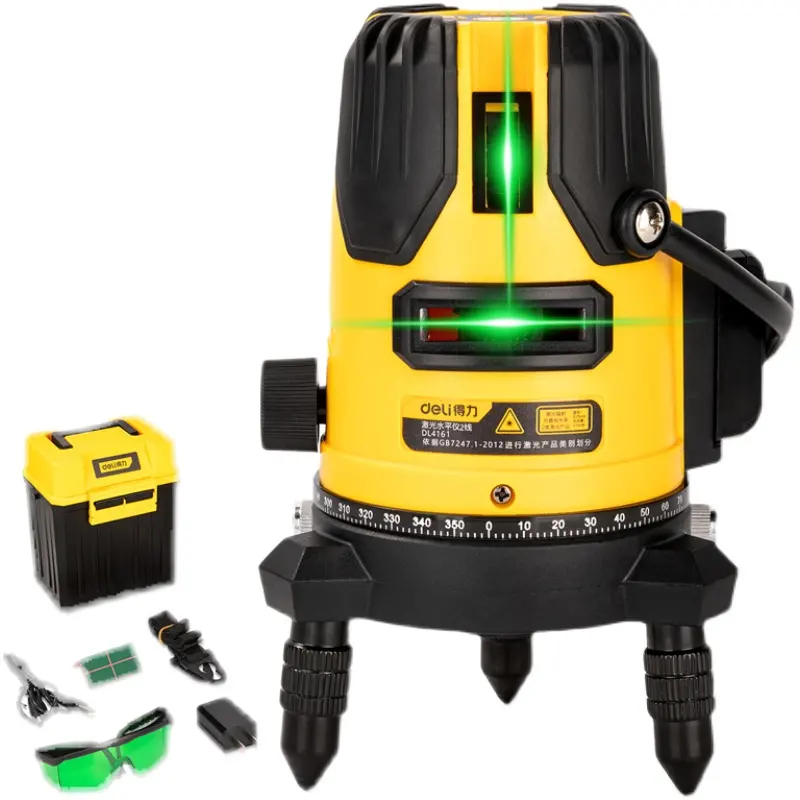 Deli DL4163 Level High-precision Strong Light Fine Line Green Beam Automatic Leveling Electronic Laser Ranging Level Ruler