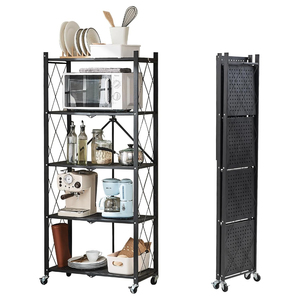 Foldable Powder Coated Kitchen Accessories Tool <b>Storage</b> Rack Carbon Steel Utensils Wok Pan Display Racks Living Room Modern - Product Image 1