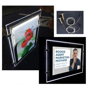 Agent <span class=keywords><strong>immobilier</strong></span> vitrine affiche double face suspendu LED cristal acrylique boîte à lumière cristal clair boîte publicitaire - Product Image 3