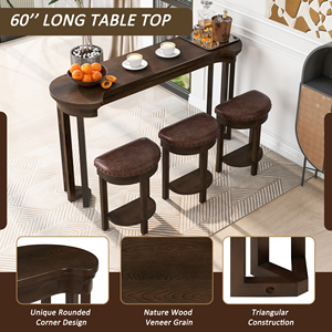 Mesas de Barra de Lujo para el Hogar, Cocina, Dormitorio, Sala de Estar, Juego de <span class=keywords><strong>Mesa</strong></span> de Barra de 4 Piezas con 3 Taburetes de Barra Tapizados en PU - Product Image 4