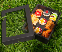 Boîte de papier ondulé durable fenêtre transparente poulet frit Sushi à emporter Brunch plateau coffrets cadeaux Cupcake petit déjeuner