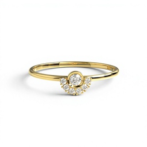 แหวนหมั้นเพชรทรงกลมเจียระไนแบบบริลเลียนท์เคลือบทอง 18K 14K สไตล์มินิมอล ประดับเพชรแล็บโกรว์ ดีไซน์ซันเบิร์สต์ เรียบหรู สำหรับงานแต่งงานหรือเป็นแหวนแทนคำมั่นสัญญา - Product Image 1