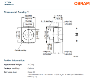 Mejor Precio en LED OSRAM LY T67K-J2L1-26-Z de un Solo Color Amarillo, 587nm, 14-20mA, SMD, Garantía de 3 Años, 2000 Unidades por Rollo - Product Image 6