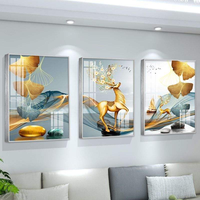 Décoration Murale de Luxe Moderne Nouveau Produit, Peinture Murale Abstraite Simple sur Verre, 3 Pièces en Porcelaine Cristal