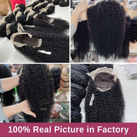 Perruques Frontales Courtes Carré Bouclées Crépues en Cheveux Indiens Bruts Naturels, Perruques Complètes Sans Colle en Dentelle HD pour Femmes Noires