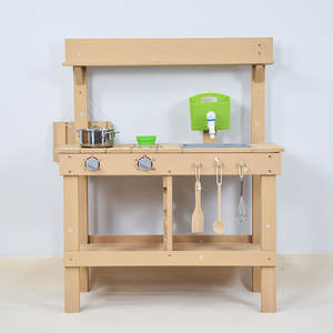 Ensemble de cuisine en bois d'extérieur avec outils de jardinage, jouet de jeu d'imitation amusant pour les garçons et les filles, les tout-petits - Product Image 1