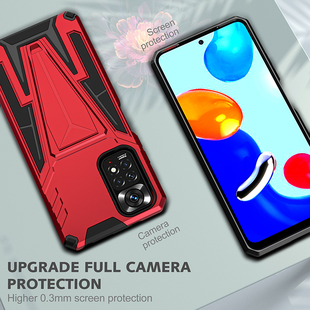 Luxury New Kickstand Hidden Magnetic Phone Cover Case for Redmi Note 11 Pro 5G Note 11 Pro Plus 5G Poco X4 Pro 5G in Red Color