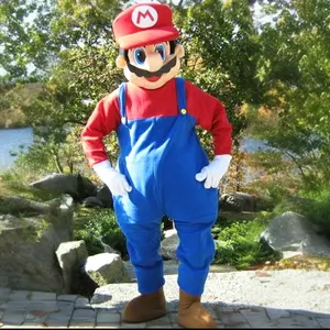 Plumber Mario yetişkinler için kostüm-aksesuar ile erkekler Cosplay tulum için cadılar bayramı kostüm