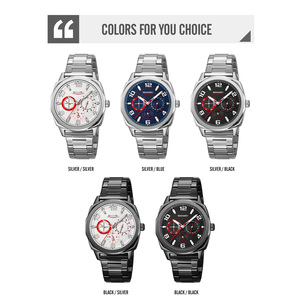 Reloj cronógrafo redondo para hombre, reloj de pulsera de lujo de acero inoxidable, reloj de cuarzo resistente al agua 30M - Product Image 3