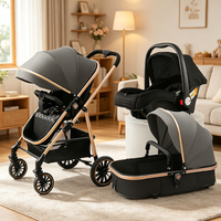 Poussette modulaire pliable à une main JXB avec 4 roues et amortisseurs