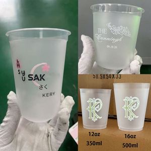 Vasos de Plástico PP Reutilizables Personalizados con Logotipo Impreso, para Recuerdos de Boda, de 9oz, 12oz y 16oz, con Acabado Esmerilado, para Aniversarios - Product Image 2