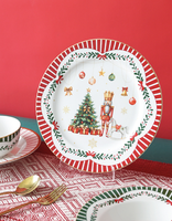 Service de table en céramique festif avec motifs sapin de Noël et casse-noisette, vaisselle de fête pour dîners en famille, fêtes et cadeaux