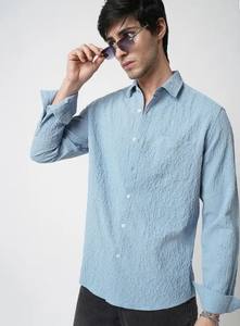 Camisa informal ajustada de algodón 100% para hombre, diseño propio, patrón de rayas teñidas lisas, cierre de un solo pecho, tallas 6XL, transpirable ODM - Product Image 3