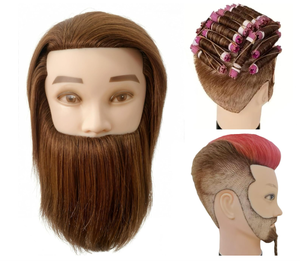 Cabeza <span class=keywords><strong>de</strong></span> Maniquí con Cabello Humano para Cosmetología, Cabeza <span class=keywords><strong>de</strong></span> Maniquí para Peinado, Cabeza <span class=keywords><strong>de</strong></span> Maniquí Masculina para Barbería - Product Image 2