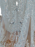Tissu de dentelle à sequins et perles multicolores de style français délicat DELACE RX pour robe de mariée avec dentelle de robe de mariée de type filet