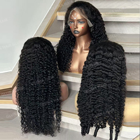 Perruque de Cheveux Humains Bruts Burmese Bouclés Double Tirage Qualité Supérieure 12A, Perruques Bouclées Pixie HD Lace Front 13x4 13x6 pour Femmes Noires