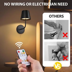Ensemble de 2 lampes murales LED sans fil modernes en fer avec télécommande tactile pour salon - Product Image 4