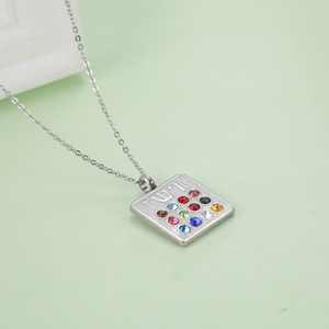 Myshape 12 pierres de naissance collier pendentif strass amulette porte-bonheur hébreu tribus juives pendentif rempli bijoux en acier inoxydable - Product Image 4
