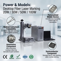 Machine de gravure laser à fibre portable de 20W à 100W, marqueur laser métallique pour acier inoxydable, aluminium, bijoux, marquage de logo et de code QR