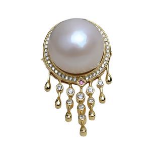 Pendentif broche en argent S925, 2 fleurs de poitrine, DIY, perle, coquille de cheval, plateau vide de 17,5 mm, accessoires incrustés, produit semi-fini pour femmes - Product Image 5