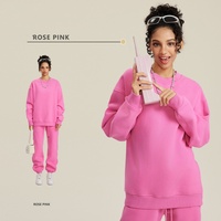 Sweat-shirt à capuche tricoté épais de couleur unie pour l'automne-hiver, avec logo frontal, style européen et américain, marque de mode urbaine, et pantalon de survêtement.