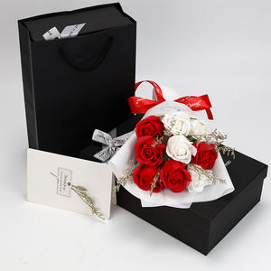 Bouquet de 9 roses artificielles en savon, fleurs séchées, cadeau créatif et pratique pour la Saint-Valentin, commerce extérieur - Product Image 2