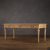 Escritorio de Computadora Retro Americano de Madera Maciza de Lujo con Cajón para Oficina y Sala de Estar